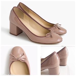 J. Crew Evie Ballet Heel Deep Blush Patent Leather